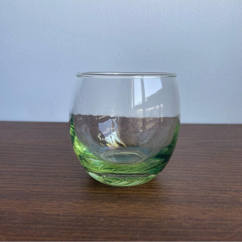 Libbey Green Iridescent Rounded Drinking Glass - Picture 2 of 4